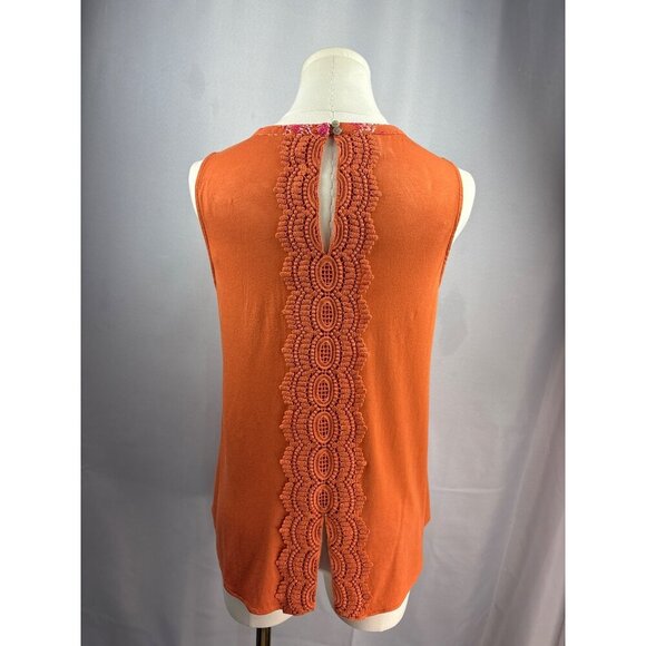 Daniel Rainn Petite Small Sleeveless Top With Lace Trim & Keyhole Neckline - Picture 5 of 6